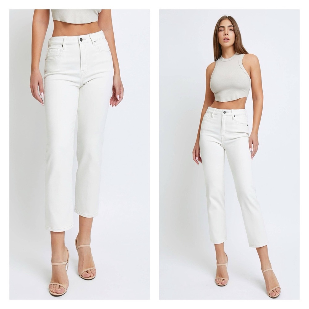 The Tracey - High Rise Straight Ankle Jeans by Hidden - Sea Salt 1551